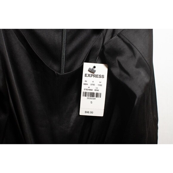Express S Black cocktail silky dress NEW goth witchy strapless dark Coquette - Picture 3 of 10